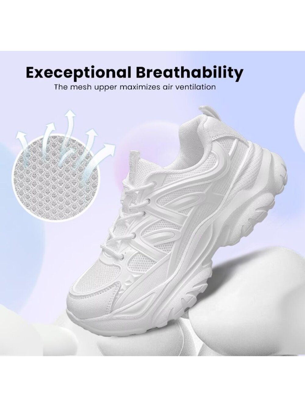 Women's White Running Shoes Non Slip Ladies Walking Fashion Athletic Sneaker - Picture 5 of 7